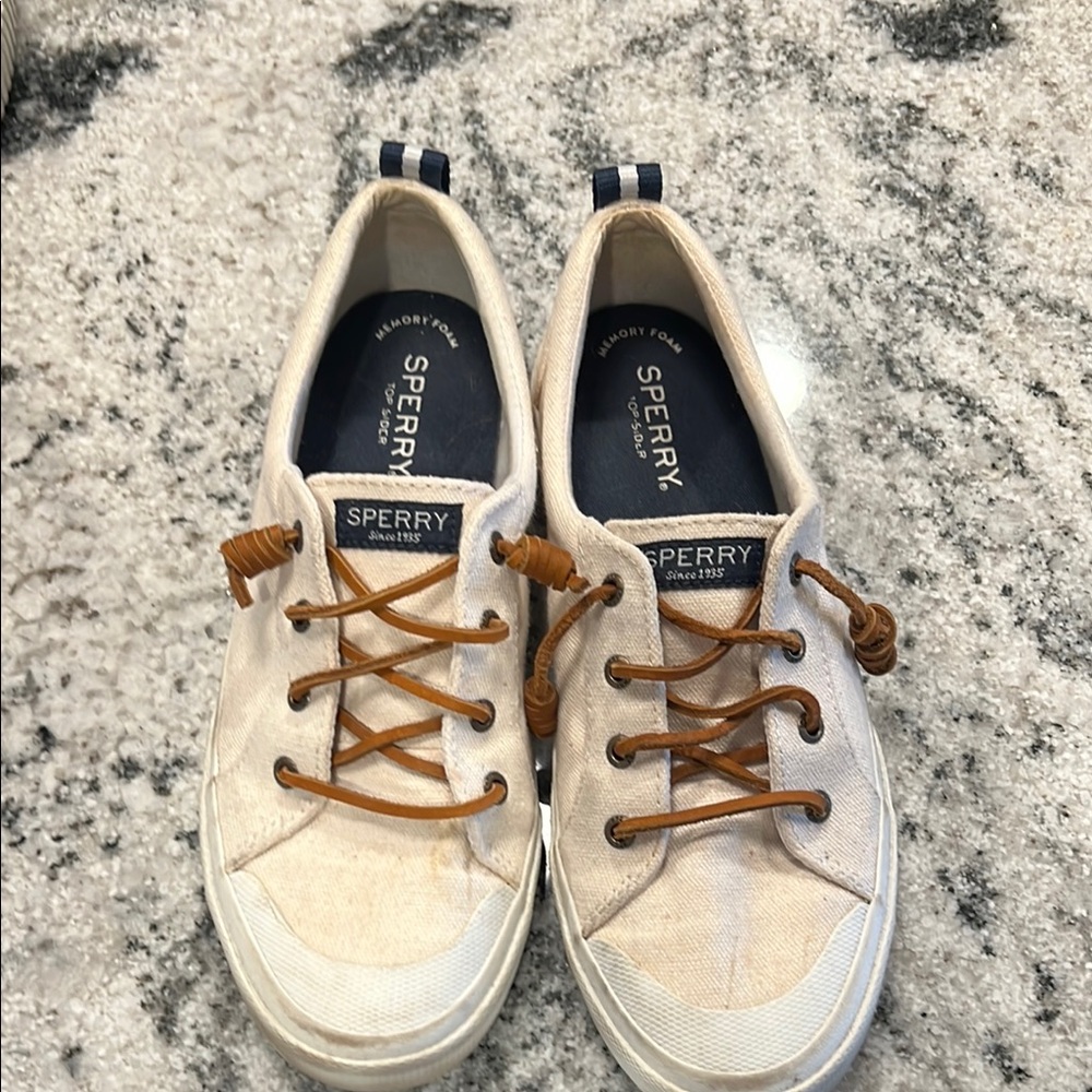 Sperry Canvas Sneakers with Brown Laces